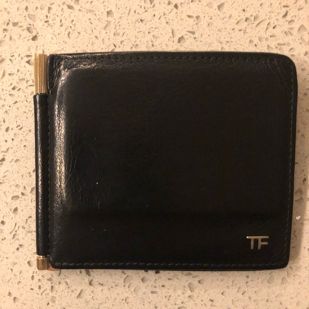 Tom Ford Mens bifold wallet - black & gold